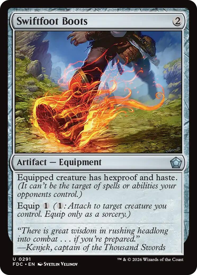 Image for Swiftfoot Boots (291) (Commander: Foundations) (FDC) - Magic: The Gathering
