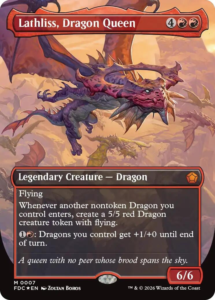 Image for Lathliss, Dragon Queen (Borderless) (7) (Commander: Foundations) (FDC) - Magic: The Gathering
