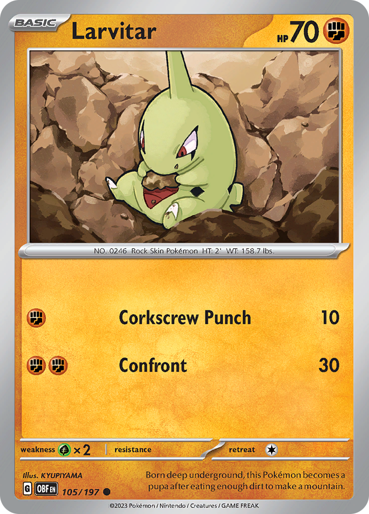 Larvitar (105/197) [Scarlet & Violet: Obsidian Flames] | Red Riot Games CA