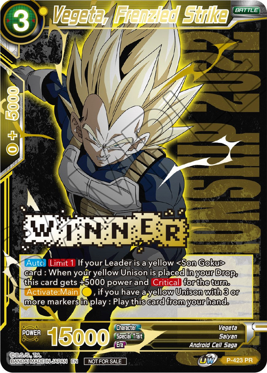 Vegeta, Frenzied Strike (Championship Pack 2022 Vol.2) (Winner Gold Stamped) (P-423) [Promotion Cards] | Red Riot Games CA