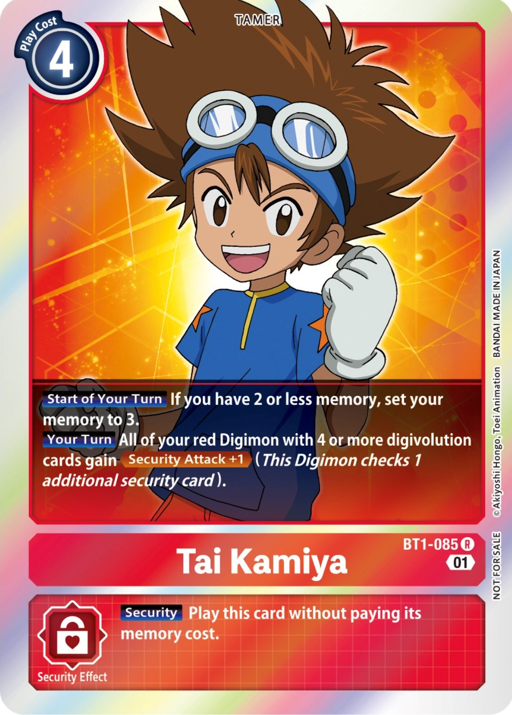 Tai Kamiya [BT1-085] (ST-11 Special Entry Pack) [Release Special Booster Promos] | Red Riot Games CA