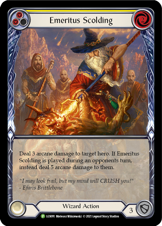 Emeritus Scolding (Yellow Extended Art) [LGS091] (Promo)  Rainbow Foil | Red Riot Games CA
