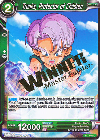 Trunks, Protector of Children (Winner Stamped) (BT1-069) [Tournament Promotion Cards] | Red Riot Games CA