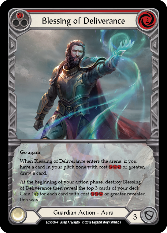 Blessing of Deliverance (Red) [LGS006-P] (Promo)  1st Edition Normal | Red Riot Games CA