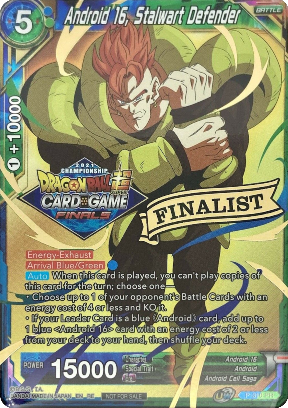 Android 16, Stalwart Defender (2021 Tournament Pack Vault Set - Finalist Gold Stamped) (P-310) [Tournament Promotion Cards] | Red Riot Games CA