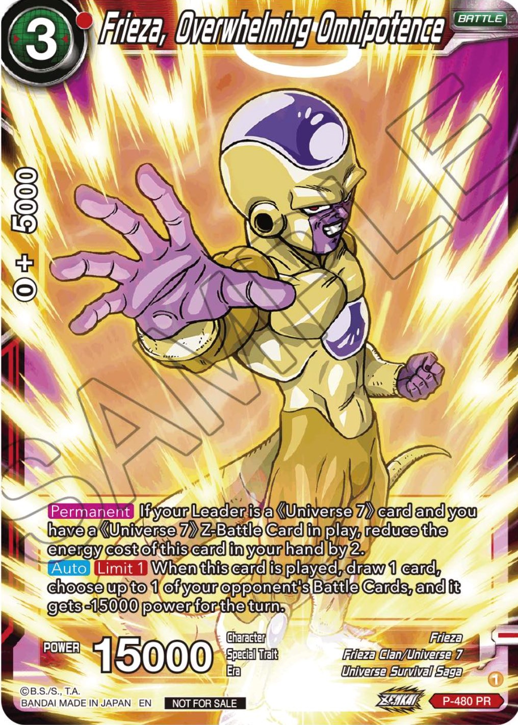 Frieza, Overwhelming Omnipotence (Zenkai Series Tournament Pack Vol.3) (P-480) [Tournament Promotion Cards] | Red Riot Games CA
