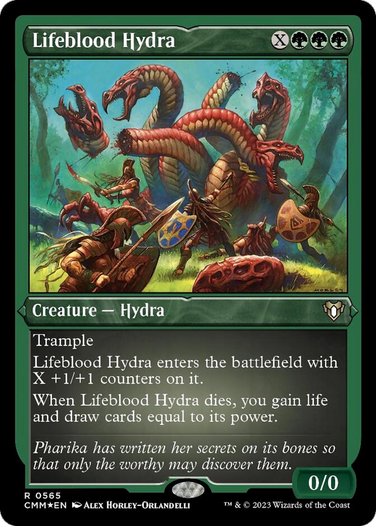 Lifeblood Hydra (Foil Etched) [Commander Masters] | Red Riot Games CA