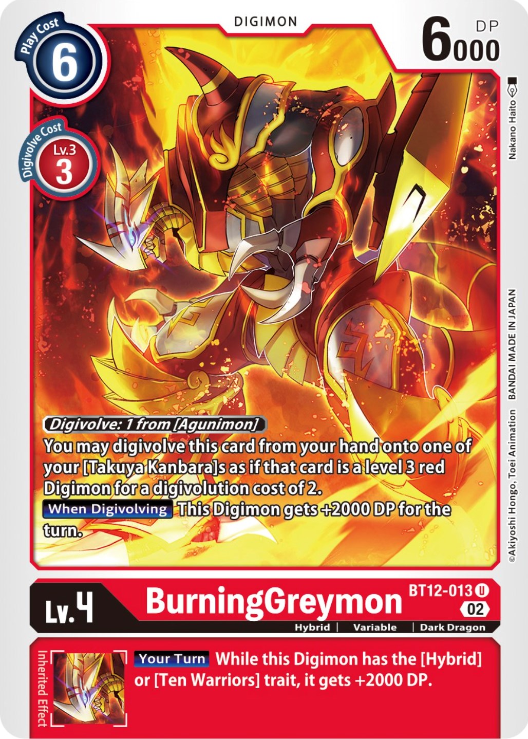 BurningGreymon [BT12-013] [Across Time] | Red Riot Games CA