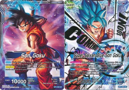 Son Goku // Super Saiyan Blue Son Goku (Hot Stamped) (BT1-030) [Promotion Cards] | Red Riot Games CA