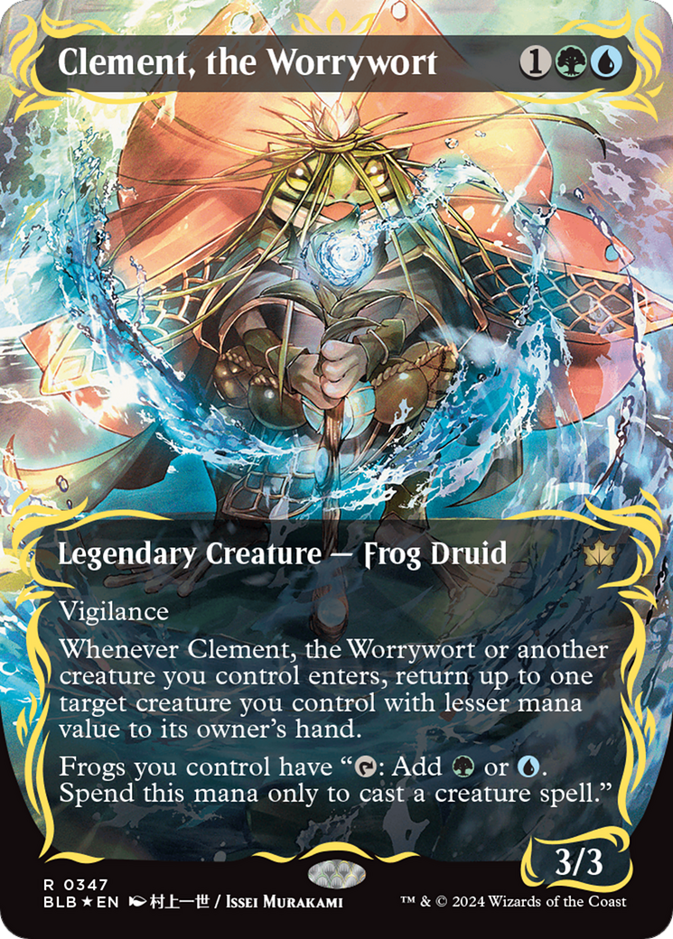 Clement, the Worrywort (Borderless) (Raised Foil) [Bloomburrow] | Red Riot Games CA
