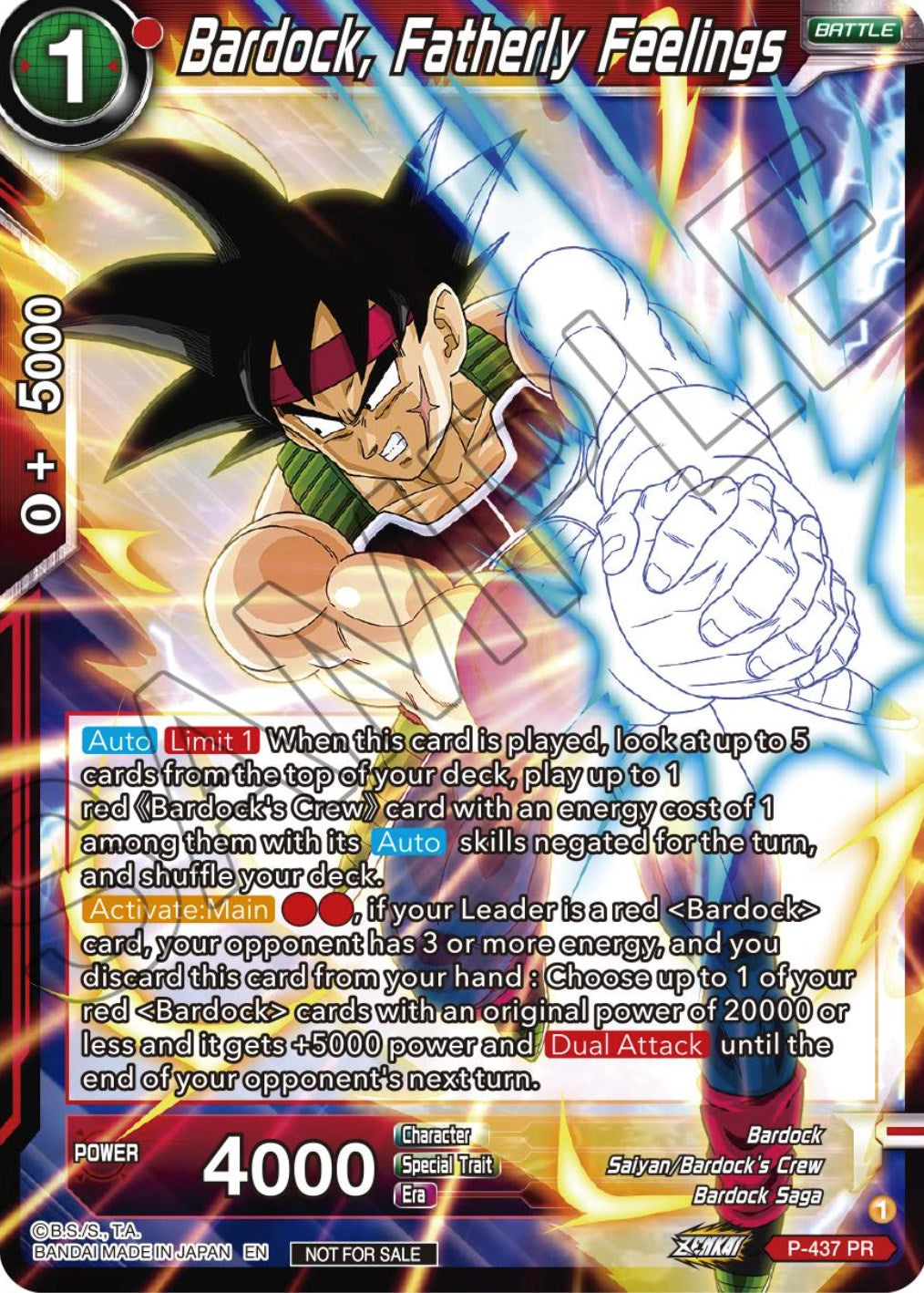 Bardock, Fatherly Feelings (Zenkai Series Tournament Pack Vol.2) (P-437) [Tournament Promotion Cards] | Red Riot Games CA