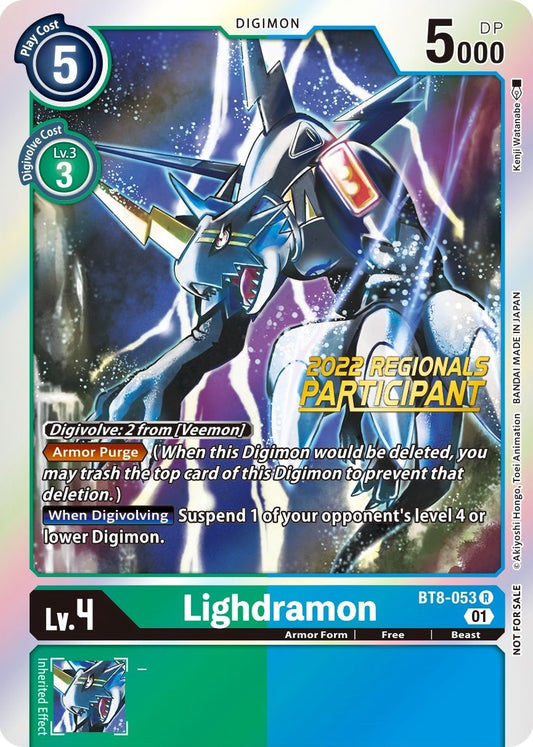 Lighdramon [BT8-053] (2022 Championship Offline Regional) (Online Participant) [New Awakening Promos]