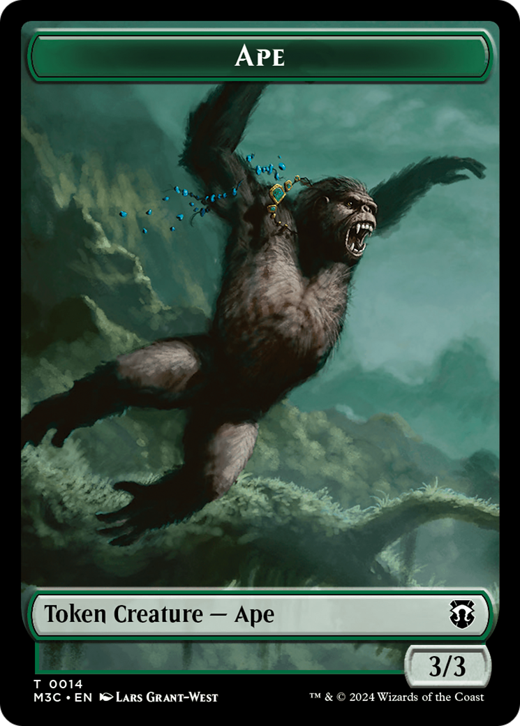 Ape (Ripple Foil) // Plant Double-Sided Token [Modern Horizons 3 Commander Tokens] | Red Riot Games CA