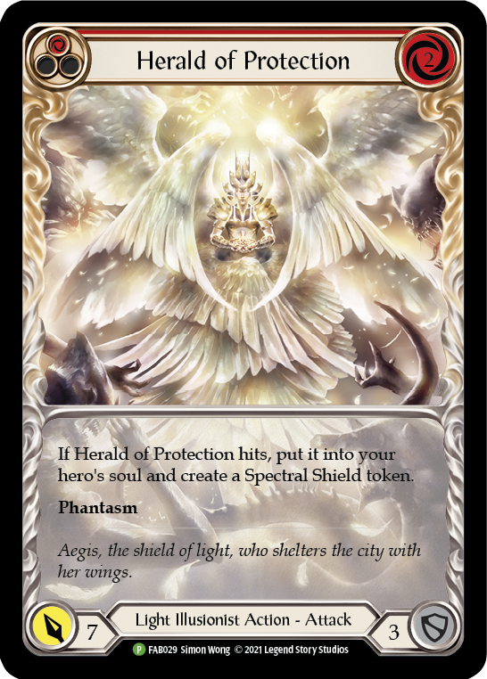 Herald of Protection (Red Extended Art) [FAB029] (Promo)  Rainbow Foil | Red Riot Games CA