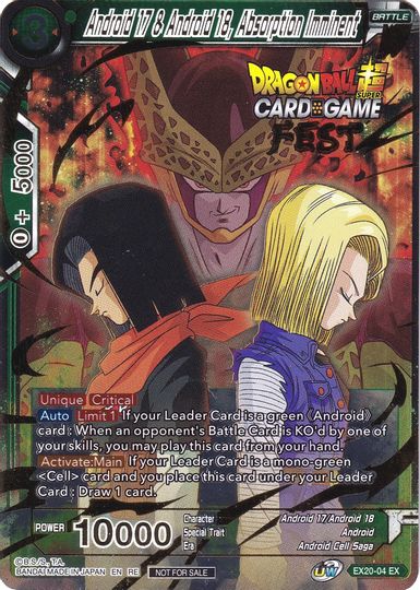 Android 17 & Android 18, Absorption Imminent (Card Game Fest 2022) (EX20-04) [Tournament Promotion Cards] | Red Riot Games CA
