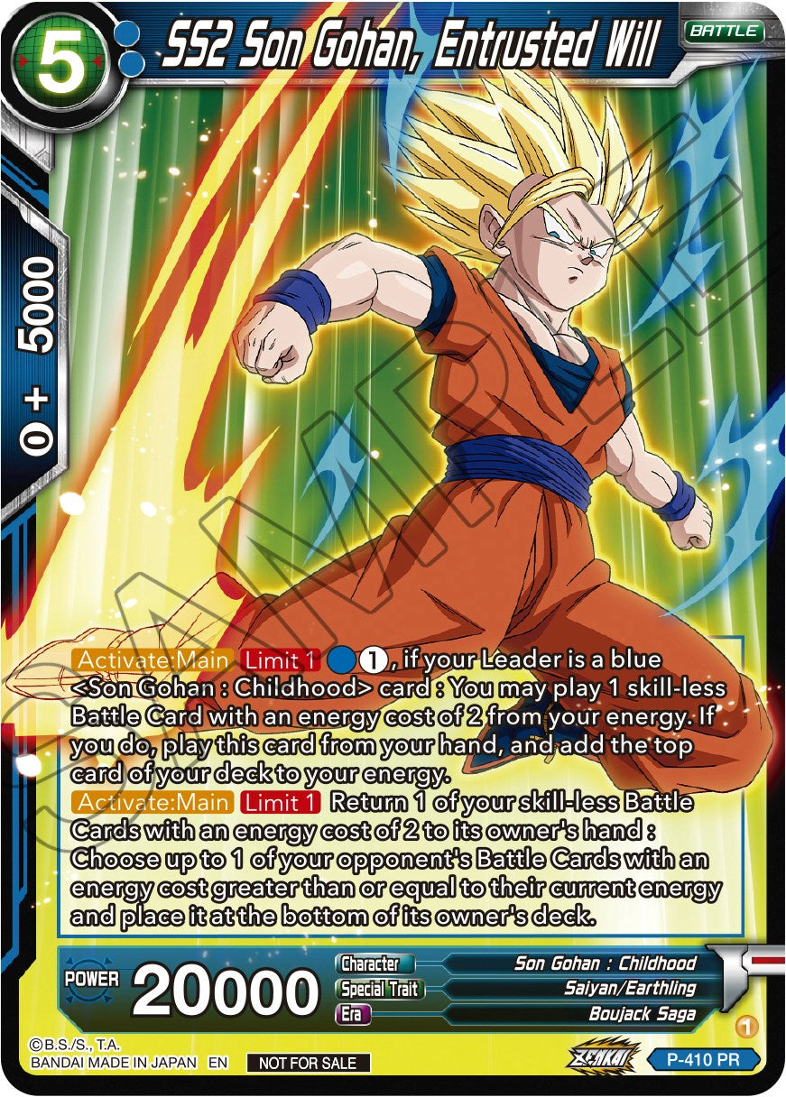 SS2 Son Gohan, Entrusted Will (Zenkai Series Tournament Pack Vol.1) (P-410) [Tournament Promotion Cards] | Red Riot Games CA