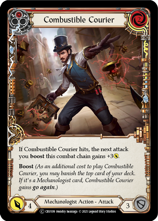 Combustible Courier (Red) [U-CRU109] (Crucible of War Unlimited)  Unlimited Rainbow Foil | Red Riot Games CA