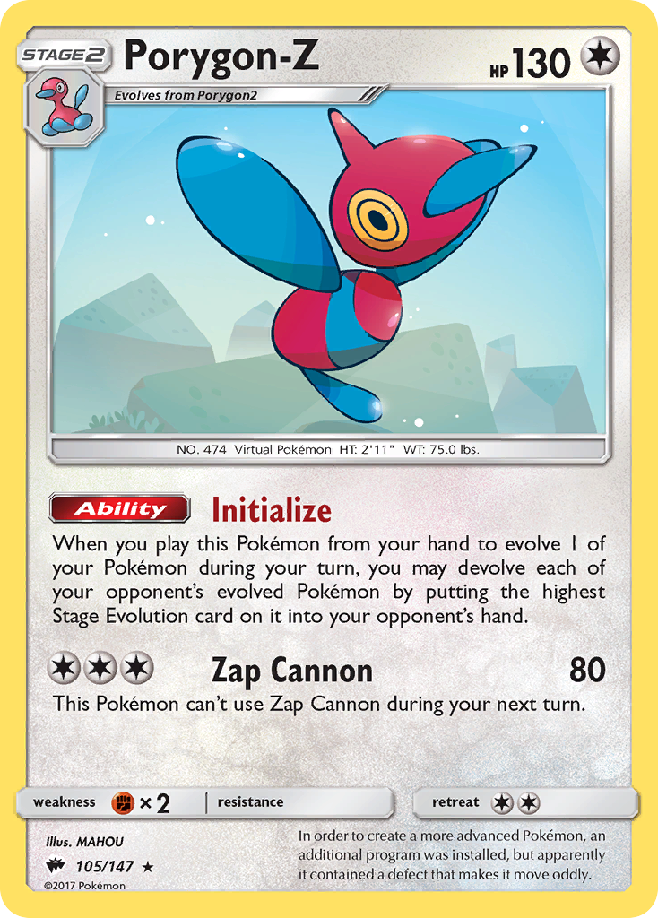 Porygon-Z (105/147) [Sun & Moon: Burning Shadows] | Red Riot Games CA