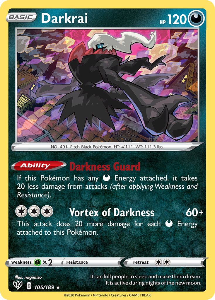 Darkrai (105/189) (Cosmos Holo) [Sword & Shield: Darkness Ablaze] | Red Riot Games CA