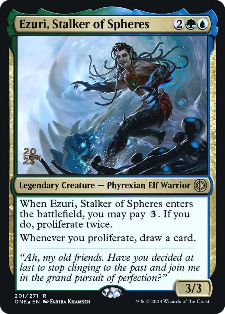 Ezuri, Stalker of Spheres [Phyrexia: All Will Be One Prerelease Promos] | Red Riot Games CA