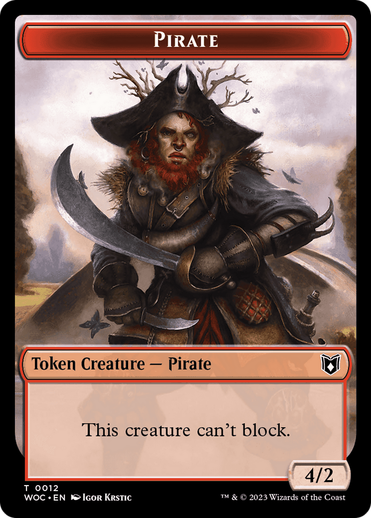 Pirate // Human Double-Sided Token [Wilds of Eldraine Commander Tokens] | Red Riot Games CA