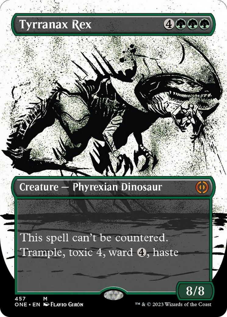 Tyrranax Rex (Borderless Ichor Step-and-Compleat Foil) [Phyrexia: All Will Be One] | Red Riot Games CA