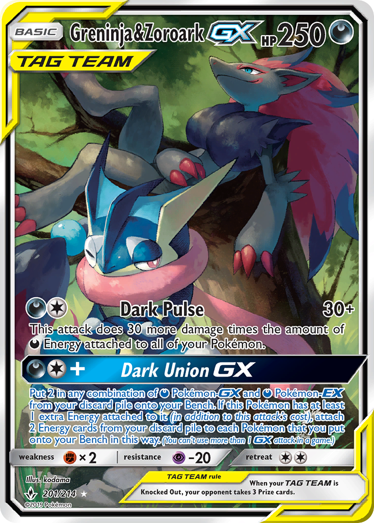 Greninja & Zoroark GX (201/214) [Sun & Moon: Unbroken Bonds] | Red Riot Games CA