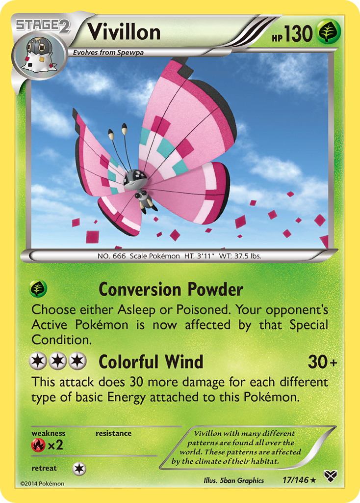 Vivillon (17/146) (Meadow Form/Pink Wings) [XY: Base Set] | Red Riot Games CA