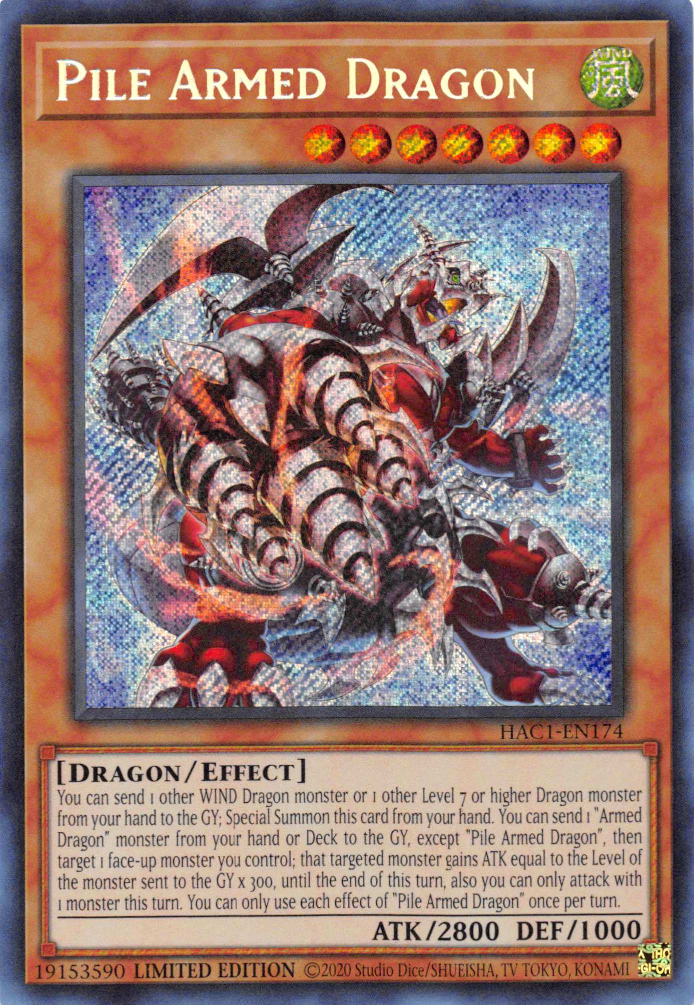 Pile Armed Dragon [HAC1-EN174] Secret Rare | Red Riot Games CA