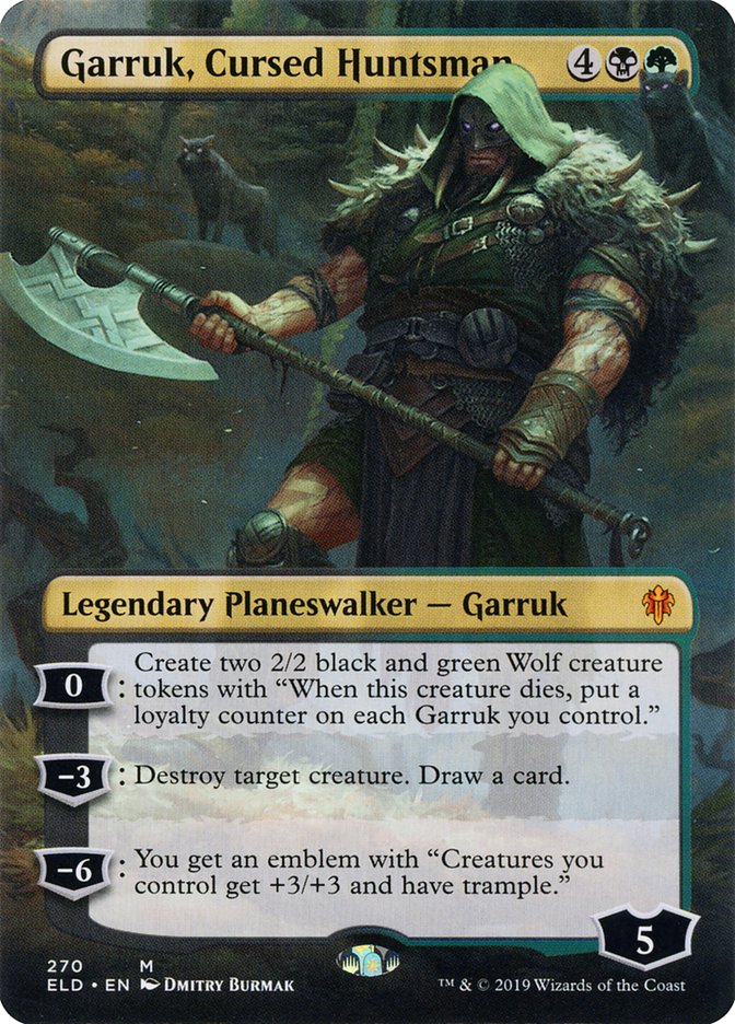 Garruk, Cursed Huntsman (Borderless) [Throne of Eldraine] | Red Riot Games CA
