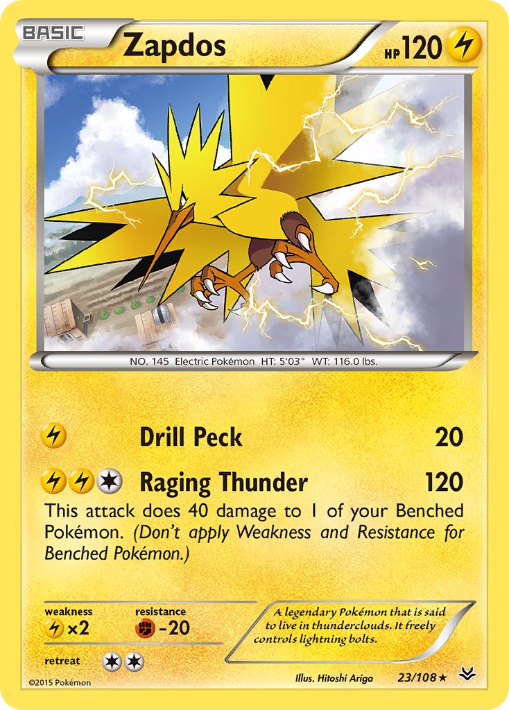 Zapdos(23/108) (Theme Deck Exclusive) [XY: Roaring Skies] | Red Riot Games CA