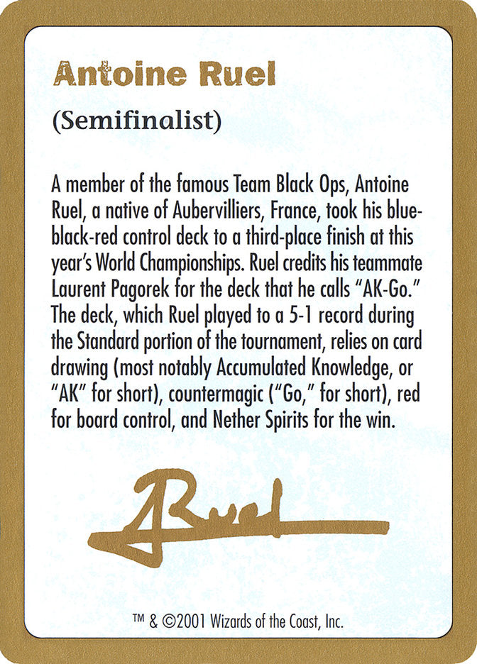 Antoine Ruel Bio [World Championship Decks 2001] | Red Riot Games CA