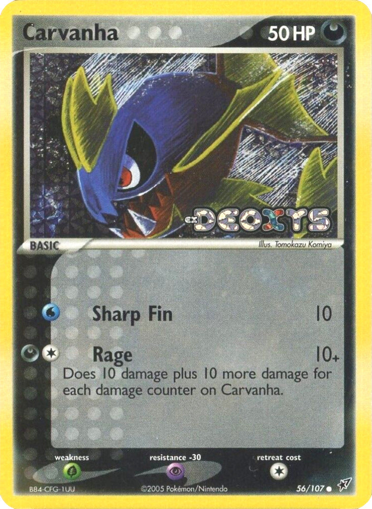 Carvanha (56/107) (Stamped) [EX: Deoxys] | Red Riot Games CA