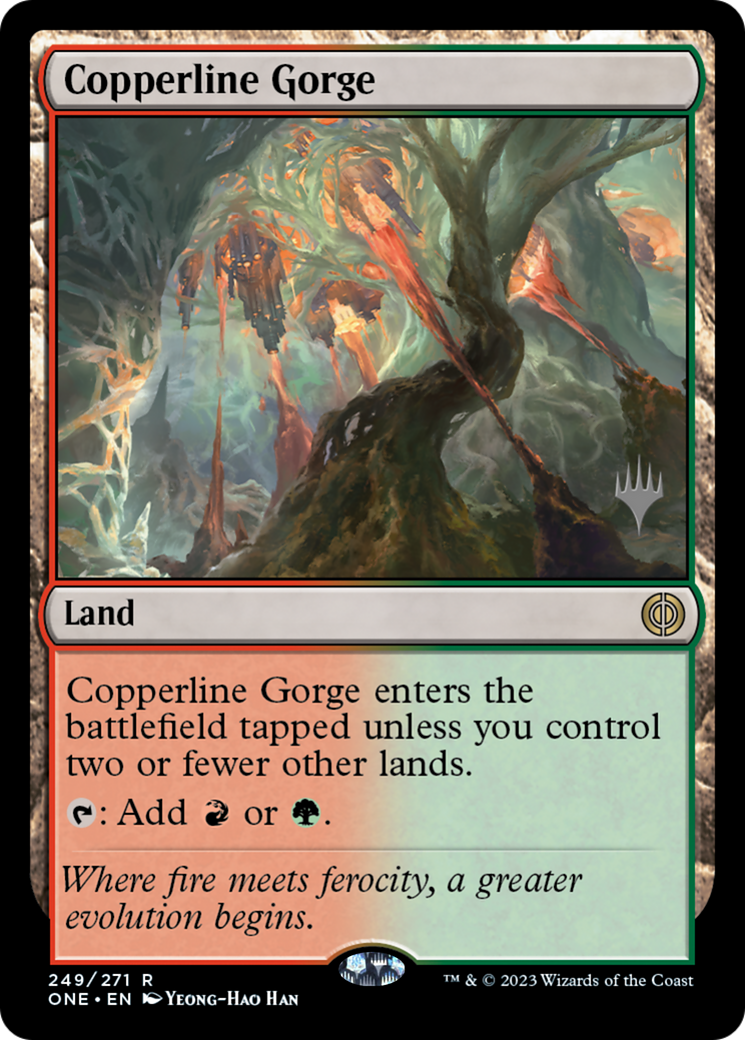 Copperline Gorge (Promo Pack) [Phyrexia: All Will Be One Promos] | Red Riot Games CA