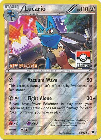 Lucario (63/124) (League Promo 3rd Place) [XY: Fates Collide] | Red Riot Games CA