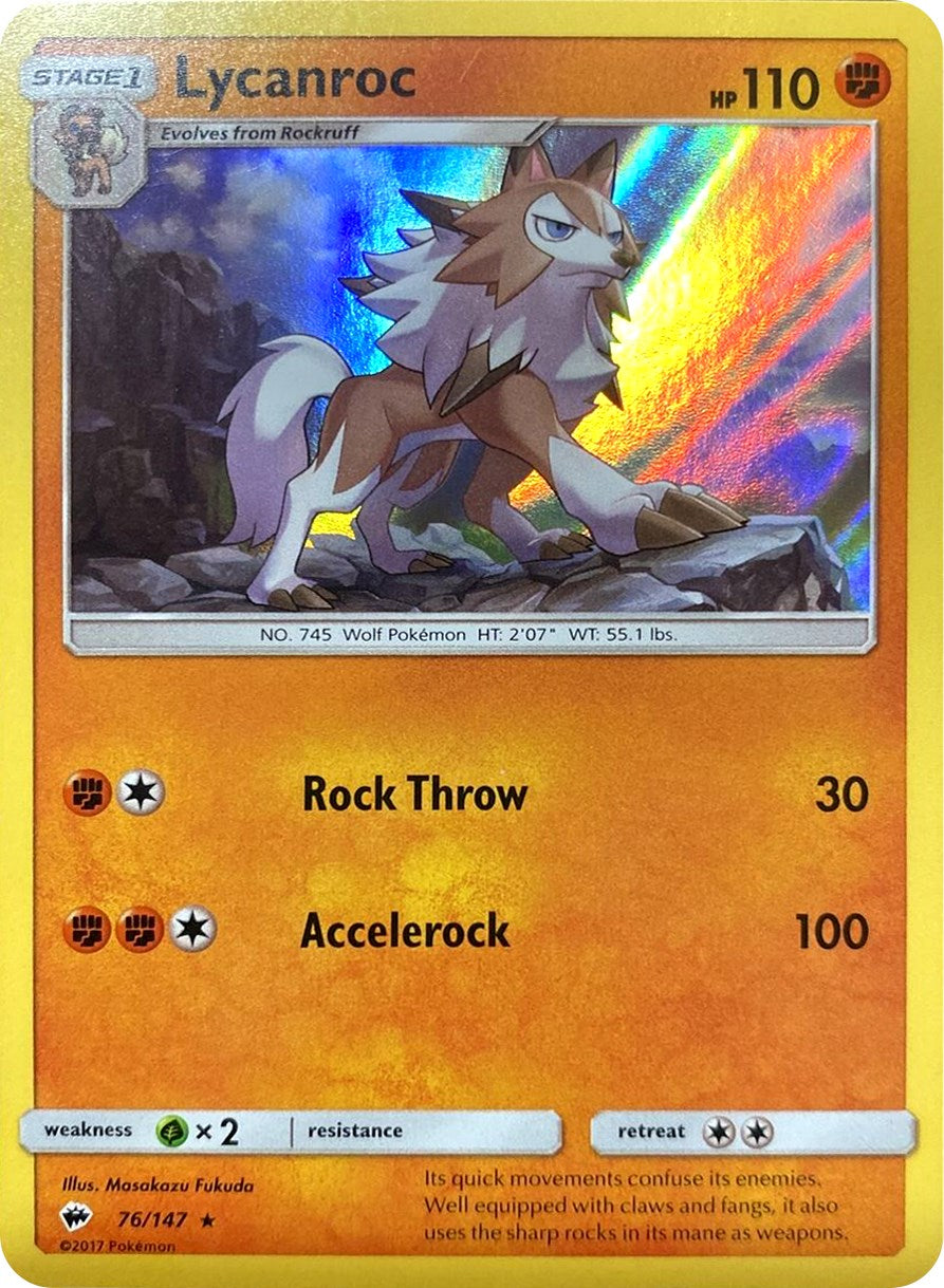Lycanroc (76/147) (Water Web Holo) [Sun & Moon: Burning Shadows] | Red Riot Games CA