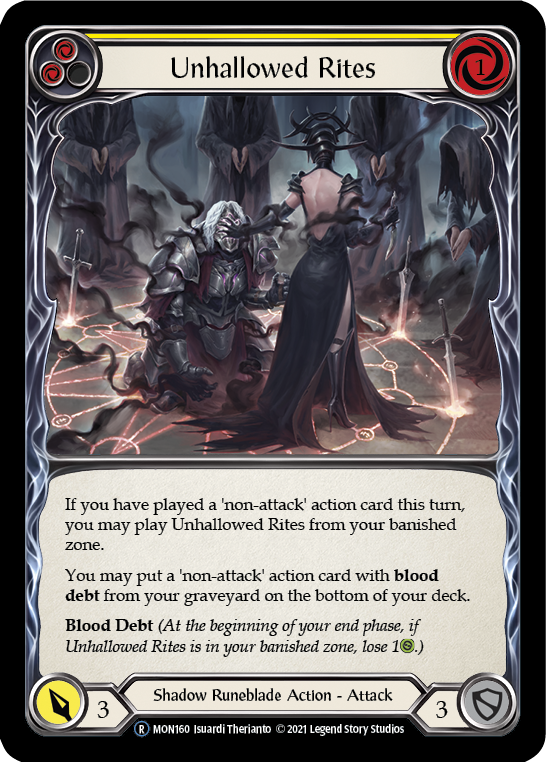 Unhallowed Rites (Yellow) [U-MON160-RF] (Monarch Unlimited)  Unlimited Rainbow Foil | Red Riot Games CA