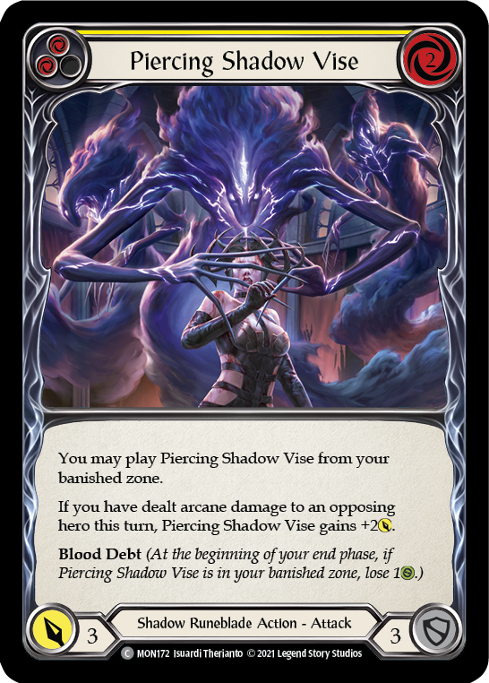 Piercing Shadow Vise (Yellow) [MON172-RF] (Monarch)  1st Edition Rainbow Foil | Red Riot Games CA