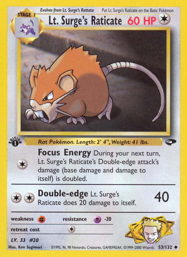 Lt. Surge's Raticate (53/132) [Gym Challenge 1st Edition] | Red Riot Games CA