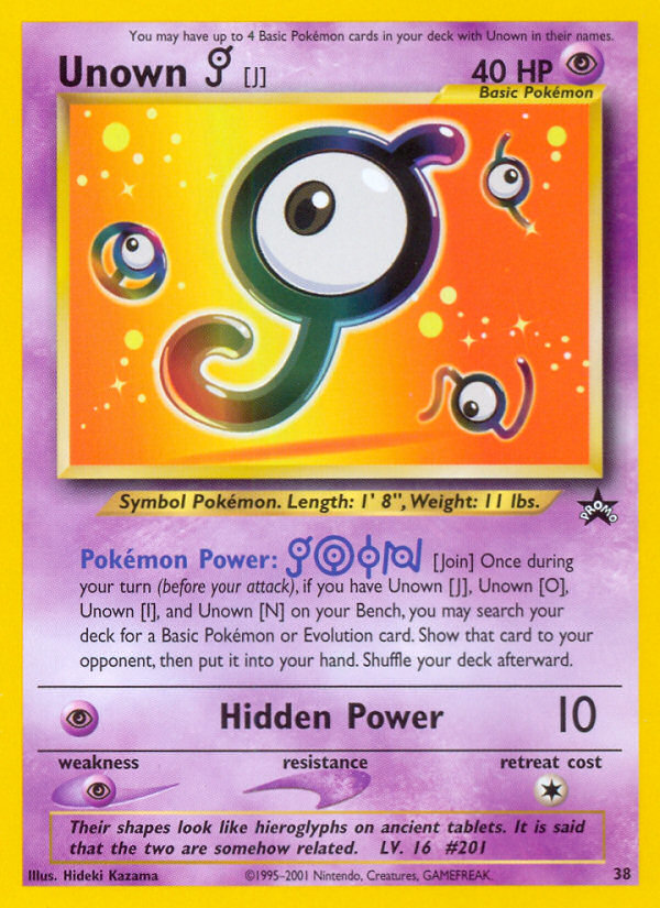 Unown [J] (38) [Wizards of the Coast: Black Star Promos] | Red Riot Games CA