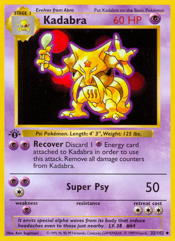 Kadabra (32/102) (Shadowless) [Base Set 1st Edition] | Red Riot Games CA