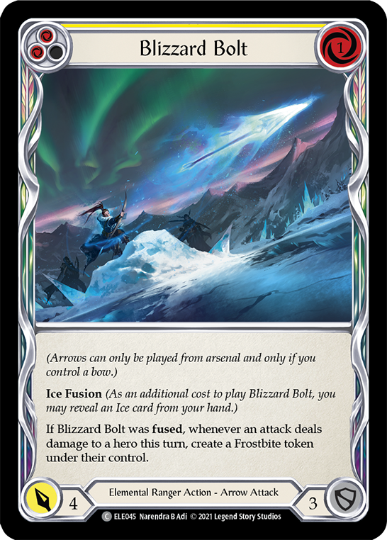 Blizzard Bolt (Yellow) [ELE045] (Tales of Aria)  1st Edition Rainbow Foil | Red Riot Games CA