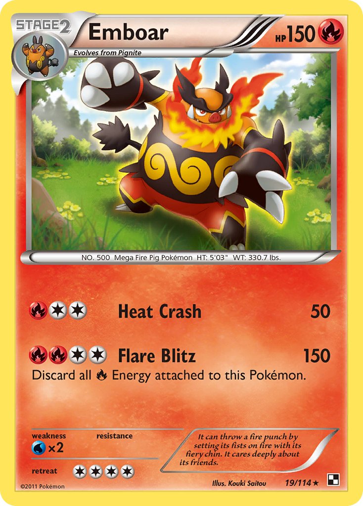 Emboar (19/114) (Cracked Ice Holo) (Theme Deck Exclusive) [Black & White: Base Set] | Red Riot Games CA