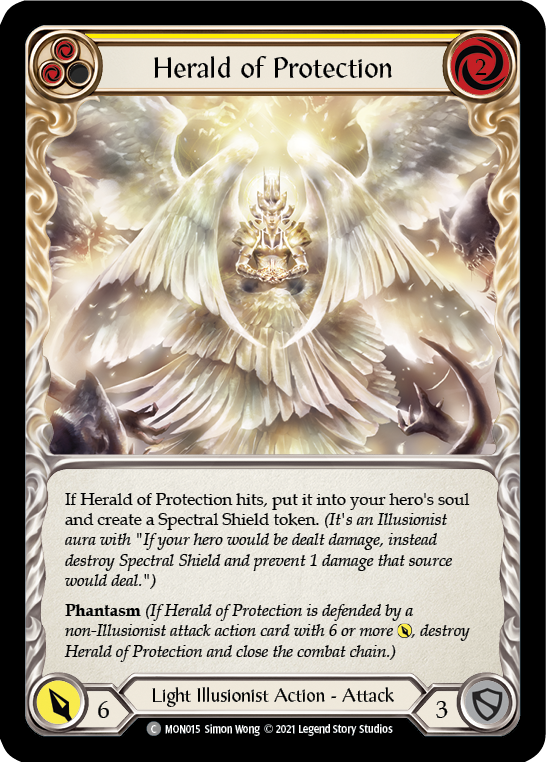 Herald of Protection (Yellow) [MON015-RF] (Monarch)  1st Edition Rainbow Foil | Red Riot Games CA