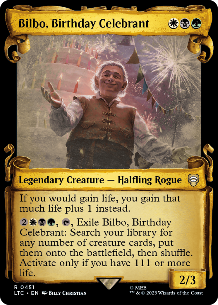 Bilbo, Birthday Celebrant [The Lord of the Rings: Tales of Middle-Earth Commander Showcase Scrolls] | Red Riot Games CA