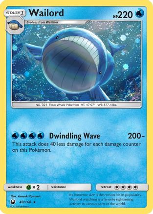 Wailord (40/168) (Cosmos Holo) [Sun & Moon: Celestial Storm] | Red Riot Games CA