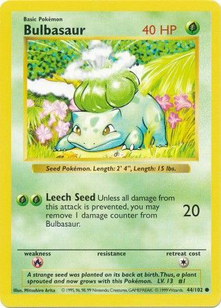 Bulbasaur (44/102) [Base Set Shadowless Unlimited] | Red Riot Games CA