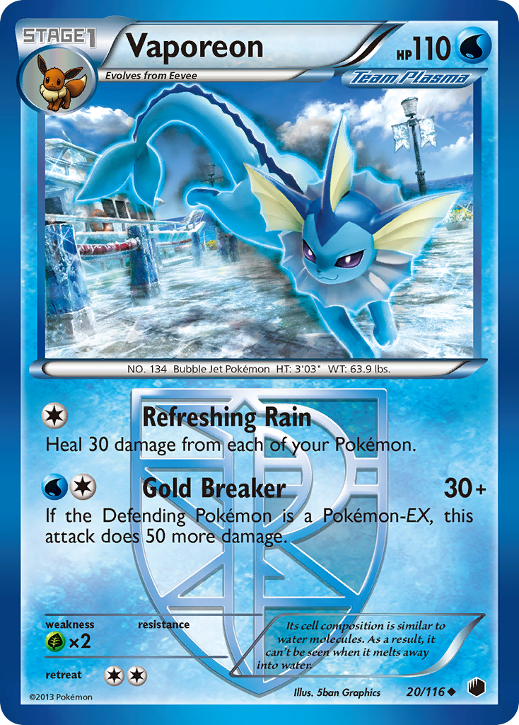 Vaporeon (20/116) [Black & White: Plasma Freeze] | Red Riot Games CA