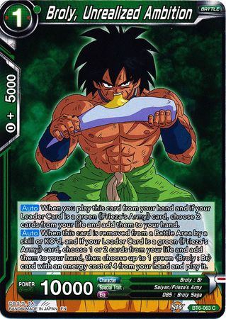 Broly, Unrealized Ambition (BT6-063) [Destroyer Kings] | Red Riot Games CA