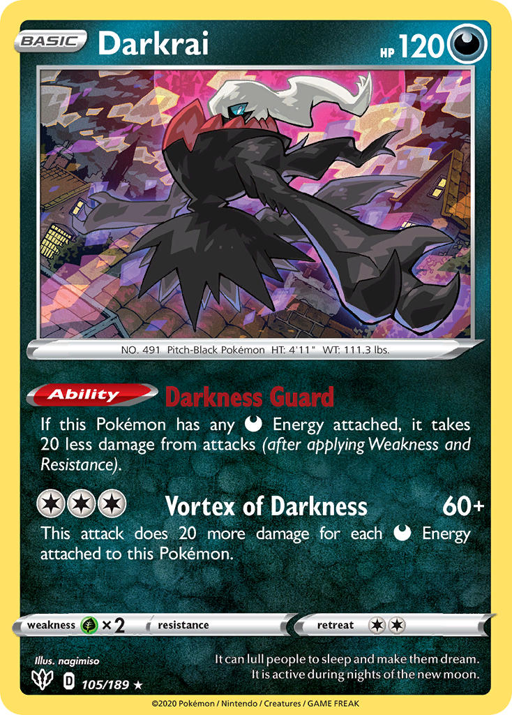 Darkrai (105/189) (Theme Deck Exclusive) [Sword & Shield: Darkness Ablaze] | Red Riot Games CA